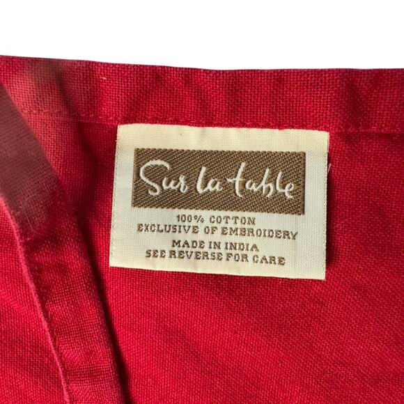 SUR LA TABLE Red Cooking Utensil Embroidered Kitchen Apron One Size Adult Cotton - Picture 5 of 7